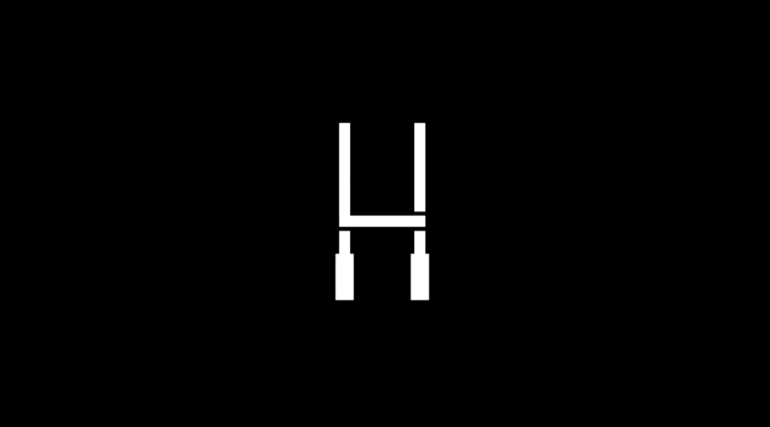 LooseHeadz logo - white rugby posts on black background