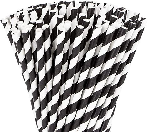 Biodegradable Drinking Straws (Black strips)